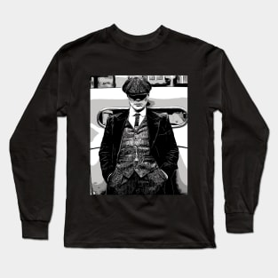 well shelved, thomas shelby leans against a car with his hands in his pants and hat pulled deep into his face as abstract art (vers. 2) Long Sleeve T-Shirt